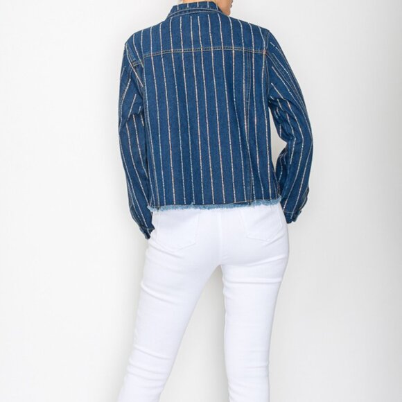 new ORIGMAI embellished jean denim jacket (3-colors) SM-2X classic rhinestones - Picture 15 of 16
